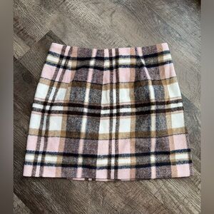 Soft Wool Plaid Skirt